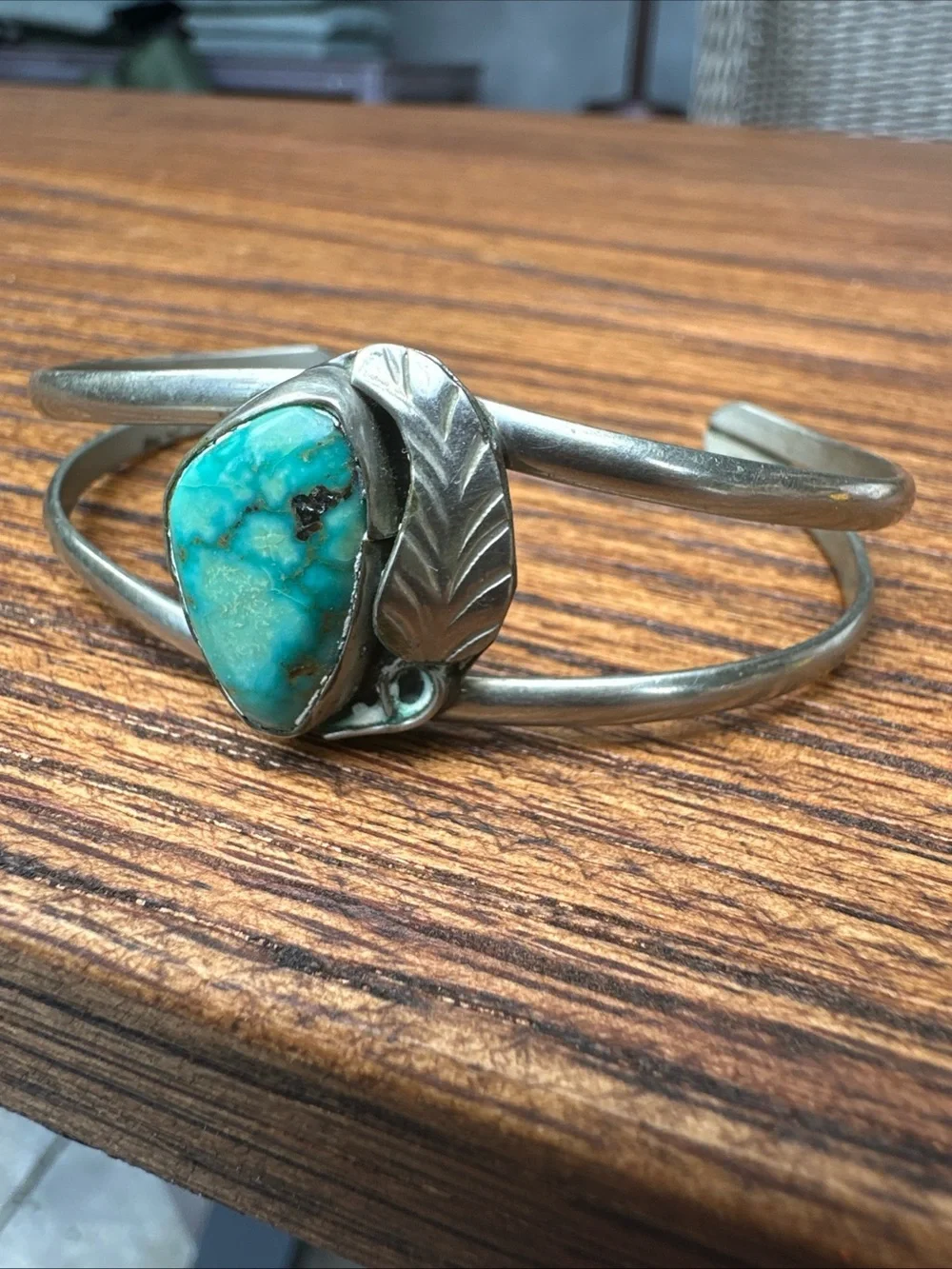 Vintage Native American HandMade Turquoise Sterling Silver Cuff Bracelet